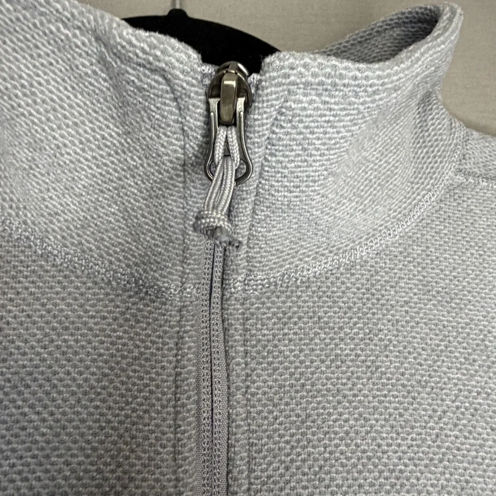 The North Face Mens Quarter Zip Waffle Knit Fleece Pullover Grey Large